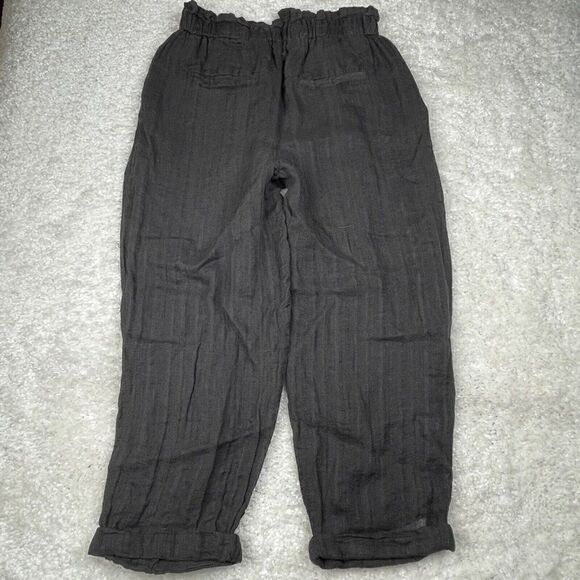 Free People Only Over You Linen Crop Ankle Pant Charcoal Gray - Picture 4 of 13